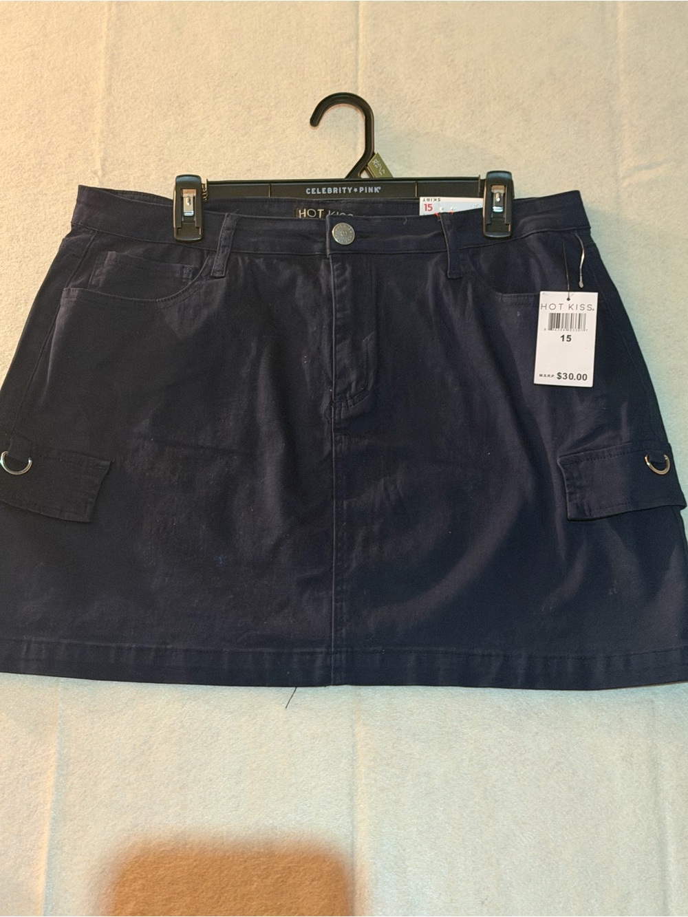 Hot Kiss Navy Cargo-Style Mini Skirt with D-Ring Details